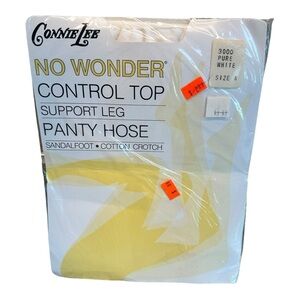 Vintage Connie Lee Sheer No Wonder Control top Support Leg Panty Hose sz A white
